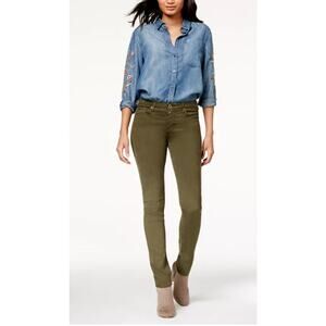 AG Adriano Goldschmied Sulfur Dark Moss Sateen Mid‎ Rise Cigarette Leg Size 32